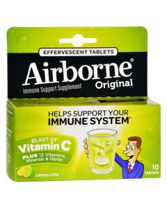 Airborne - Effervescent Tablets with Vitamin C - Lemon Lime - 10 Tablets