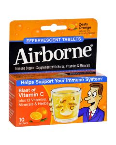 Airborne - Effervescent Tablets with Vitamin C - Zesty Orange - 10 Tablets