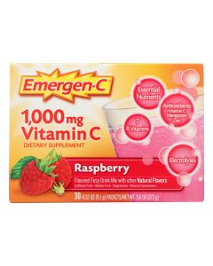 Alacer - Emergen-C Vitamin C Fizzy Drink Mix Raspberry - 1000 mg - 30 Packets