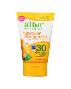 Alba Botanica - Hawaiian Aloe Vera Natural Sunblock SPF 30 - 4 fl oz