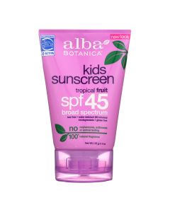 Alba Botanica - Natural Very Emollient Sunscreen for Kids - SPF 45 - 4 oz