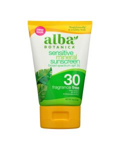 Alba Botanica - Sunscreen - Alba Sun Min SPF 30 F.Free 4oz. - Case of 1 - 4 fl oz.