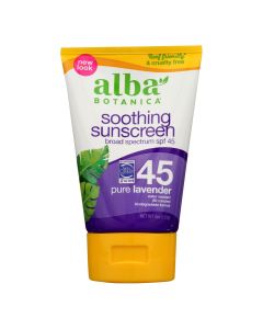 Alba Botanica - Very Emollient Natural Sunblock SPF 45 Pure Lavender - 4 fl oz