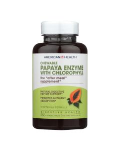 American Health - Papaya Enzyme with Chlorophyll Chewable - 250 Tablets