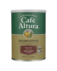 Cafe Altura - Organic Ground Coffee - Dark Roast - Case of 6 - 12 oz.