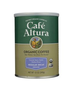 Cafe Altura - Organic Regular Roast Ground Coffee - Decaf - Case of 6 - 12 oz