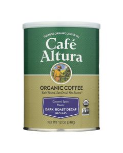 Cafe Altura Dark Roast Ground Decaf Organic  - Case of 6 - 12 OZ