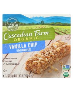 Cascadian Farm Organic Chewy Granola Bars - Vanilla Chip - Case of 12 - 7.4 oz.