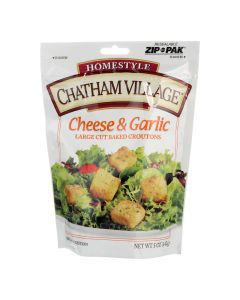 Chatham Village, Croutons, Cheese & Garlic Large Cut  - Case of 12 - 5 OZ