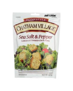 Chatham Village Croutons Sea Salt & Pepper Large Cut  - Case of 12 - 5 OZ