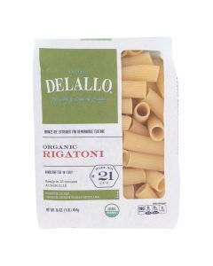 Delallo - Organic Rigatoni Pasta - Case of 16 - 1 lb.