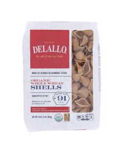 Delallo - Organic Whole Wheat Pasta Shells - Case of 16 - 1 lb.