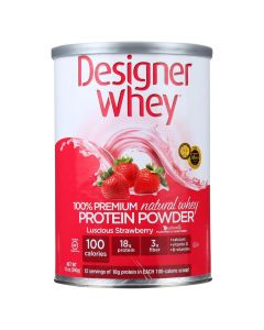 Designer Whey - Protein Powder - Natural Whey - Luscious Strawberry - 12 oz