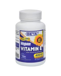 Deva Vegan Vitamins - Vitamin E with Mixed Tocopherols - 400 IU - 90 Vegan Capsules