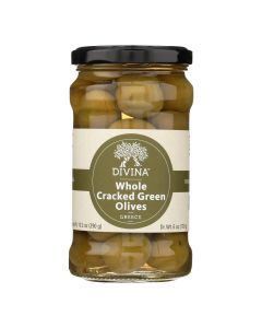 Divina - Cracked Green Olives - Case of 6 - 6.14 oz.