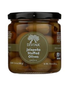 Divina - Green Olives Stuffed with Jalapeno Peppers - Case of 6 - 7.8 oz.