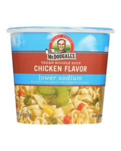Dr. McDougall's Vegan Noodle Lower Sodium Soup Cup - Chicken - Case of 6 - 1.4 oz.