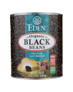 Eden Foods Black Beans Canned - Case of 6 - 108 oz.