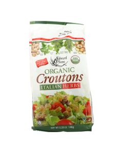 Edward and Sons Organic Croutons - Italian Herbs - Case of 6 - 5.25 oz.