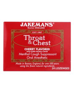 Jakemans Throat and Chest Lozenges - Cherry - Case of 24 - 24 Pack