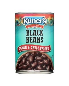 Kuner Black Beans - Cumin and Chili Spices - Case of 12 - 15 oz.