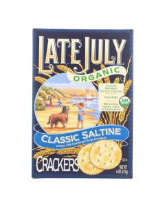 Late July Snacks Organic Round Saltine Crackers - Classic - Case of 12 - 6 oz.