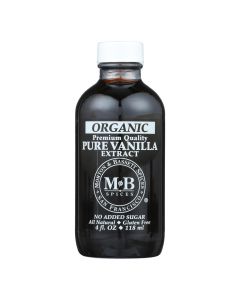 M&B Spices Organic Pure Vanilla Extract  - Case of 3 - 4 OZ