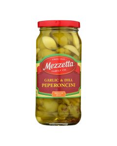 Mezzetta Garlic and Dill Golden Greek Pepperoncini - Case of 6 - 16 oz.