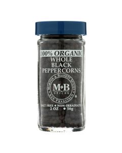 Morton and Bassett Whole Black Pepper - Black Paper - Case of 3 - 2 oz.