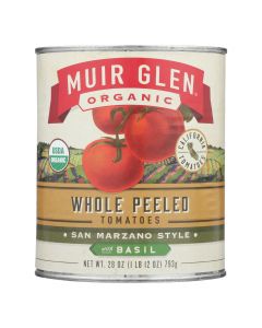 Muir Glen Peeled Whole Tomatoes with Basil - Tomatoes - Case of 12 - 28 oz.
