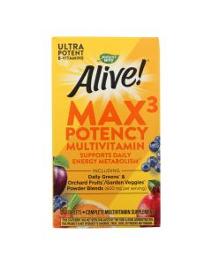 Nature's Way - Alive! Max3 Daily Multi-Vitamin - Max Potency - 90 Tablets