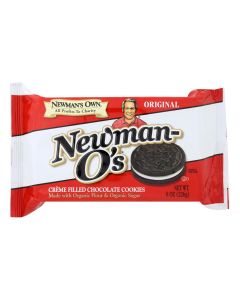 Newman's Own Organics Creme Filled Chocolate Cookies - Vanilla - Case of 6 - 8 oz.