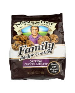 Newman's Own Organics Oatmeal Cookies - Chocolate Chip - Case of 6 - 7 oz.