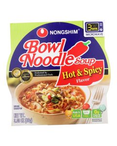 Nong Shim Hot and Spicy Bowl - Noodle Soup - Case of 12 - 3.03 oz.