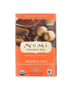 Numi Tea Organic Herbal Tea - Rooibos Chai - Case of 6 - 18 Bags