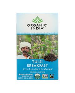 Organic India Organic Tulsi Tea - India Breakfast - 18 Tea Bags - Case of 7