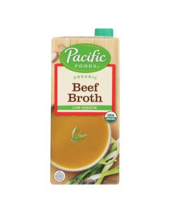 Pacific Natural Foods Beef Broth - Low Sodium - Case of 12 - 32 Fl oz.