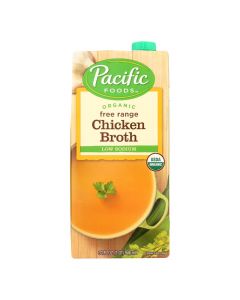 Pacific Natural Foods Free Range Chicken Broth - Low Sodium - Case of 12 - 32 Fl oz.