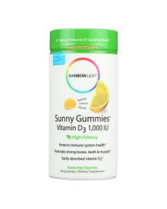 Rainbow Light Vitamin D Sunny Gummies Sour Lemon - 1000 IU - 50 Gummies