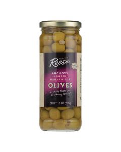 Reese's Olives, Manzanilla Stuffed With Minced Anchovy  - Case of 12 - 10 OZ