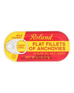 Roland Flat Fillets of Anchovies in Olive Oil Salted - Case of 25 - 2 oz.