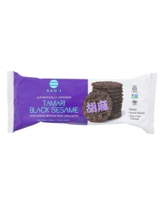 San - J Brown Rice Crackers - Black Sesame - Case of 12 - 3.7 oz.