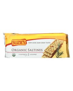 Suzie's Organic Saltines - Rosemary and Sesame - Case of 12 - 8.8 oz.