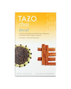 Tazo Tea Spiced Black Tea - Decaffeinated Tazo Chai - Case of 6 - 20 BAG