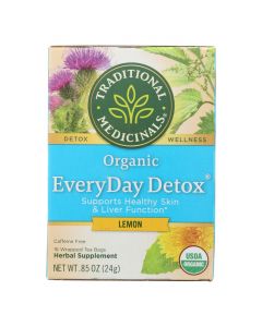 Traditional Medicinals Lemon EveryDay Detox Herbal Tea - 16 Tea Bags - Case of 6