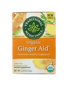 Traditional Medicinals Organic Ginger Aid Herbal Tea - 16 Tea Bags - Case of 6