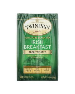 Twinings Tea Breakfast Tea - Irish Decaf - Case of 6 - 20 Bags