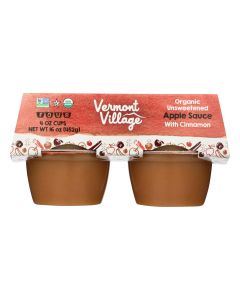Vermont Village Organic Applesauce - Cinnamon - Case of 12 - 4 oz.