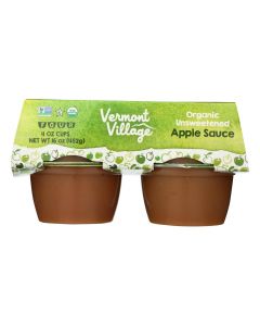 Vermont Village Organic Applesauce - Unsweetened - Case of 12 - 4 oz.