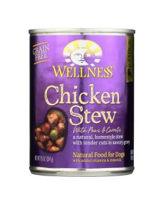 Wellness Pet Products Dog Food - Chicken with Peas and Carrots - Case of 12 - 12.5 oz.